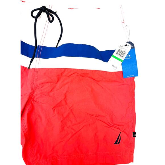 Nautica 8" Men's Swim Shorts Trunks Blue Pink White Large NWT - Picture 3 of 5